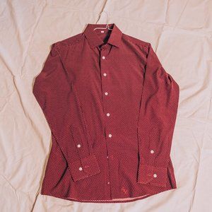 RED AND WHITE POLKADOT DRESS SHIRT BY STATE AND LIBERTY